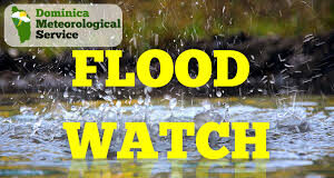 A flood watch is in effect for Dominica