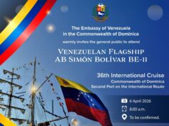 The flagship and training ship of the Venezuelan Navy, popularly known as the “Ambassador Without Borders” will arrive in Dominica on April 6