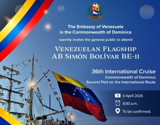 The flagship and training ship of the Venezuelan Navy, popularly known as the “Ambassador Without Borders” will arrive in Dominica on April 6