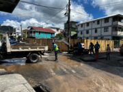 DOWASCO Carrying Out Emergency Repairs on Damaged Main Supply Line on Independent Street