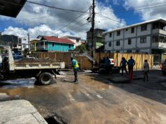 DOWASCO Carrying Out Emergency Repairs on Damaged Main Supply Line on Independent Street
